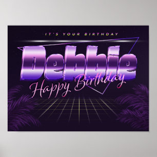Debbie name first name lila retro poster birthday