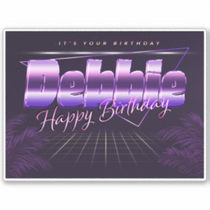 Debbie name first name lila retro sticker birthday