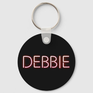 Debbie name in glowing neon lights keychain