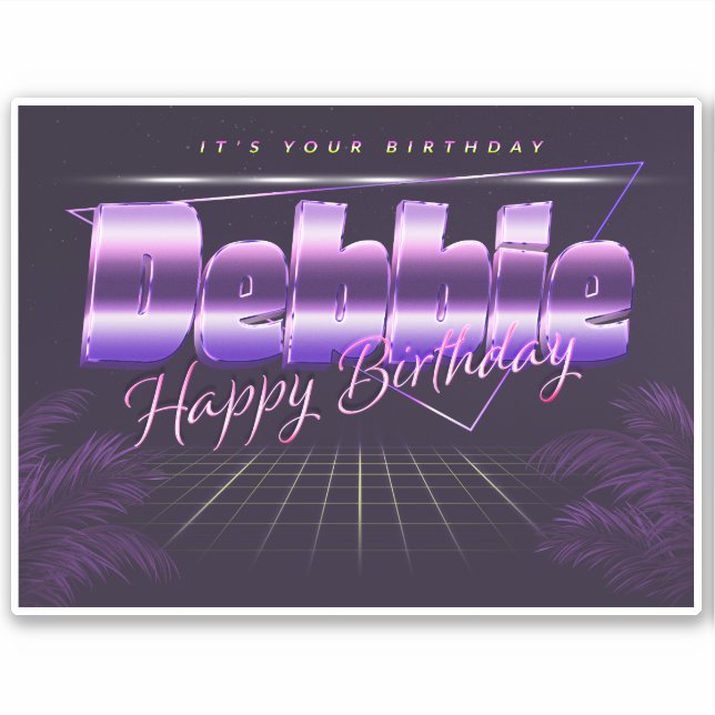 Debbie Name Prénom lila retro Sticker (Devant)