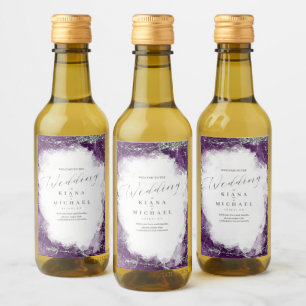 Debbie U-W Marble Glitter Wedding ID644 Wine Label