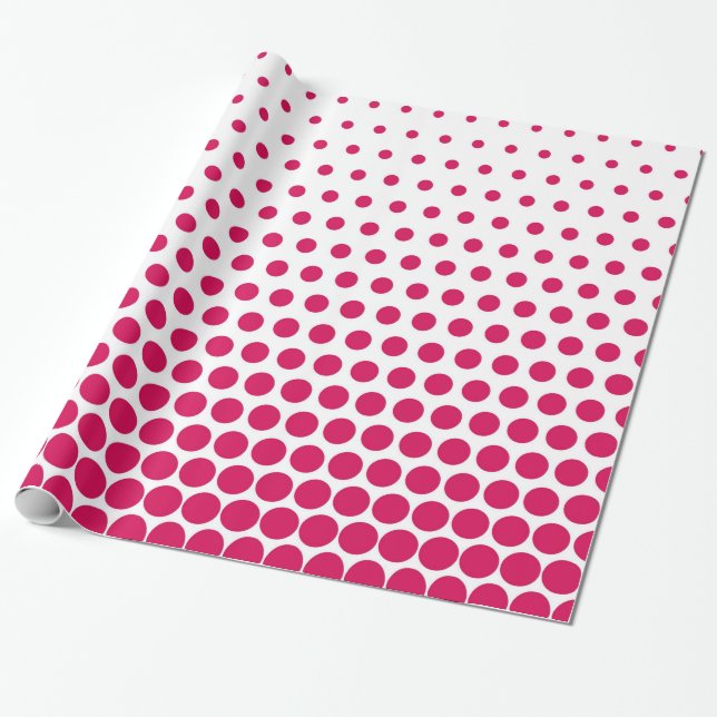 Debian Red Polka Dot Modern White Wrapping Paper (Unrolled)