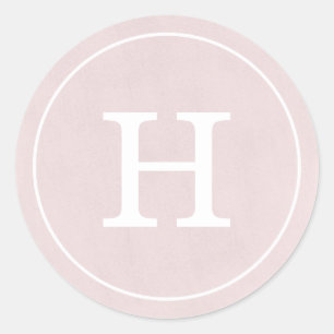 Debonair Blush Pink Monogram Classic Round Sticker
