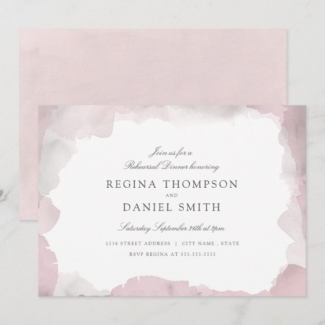 Debonair Blush Pink Rehearsal Dinner Invitation (Front/Back)