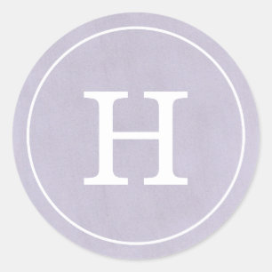 Debonair Lavender Monogram Classic Round Sticker