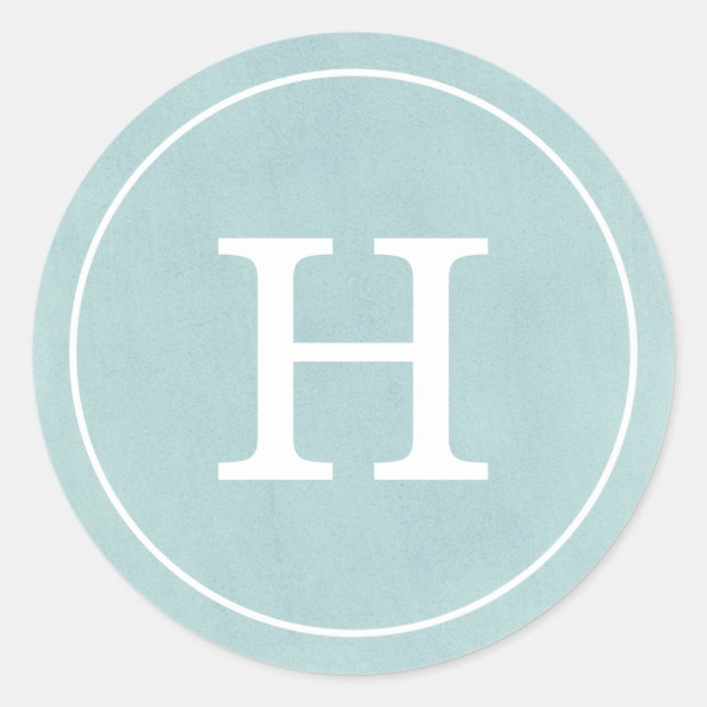 Debonair Turquoise Monogram Classic Round Sticker (Front)