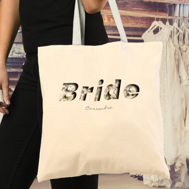 Debossed 3D Adorable Retro Green White Bride Tote Bag (Creator Uploaded)