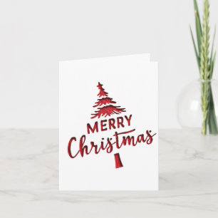 Debossed "Merry Christmas" Tree Text on White Holiday Card