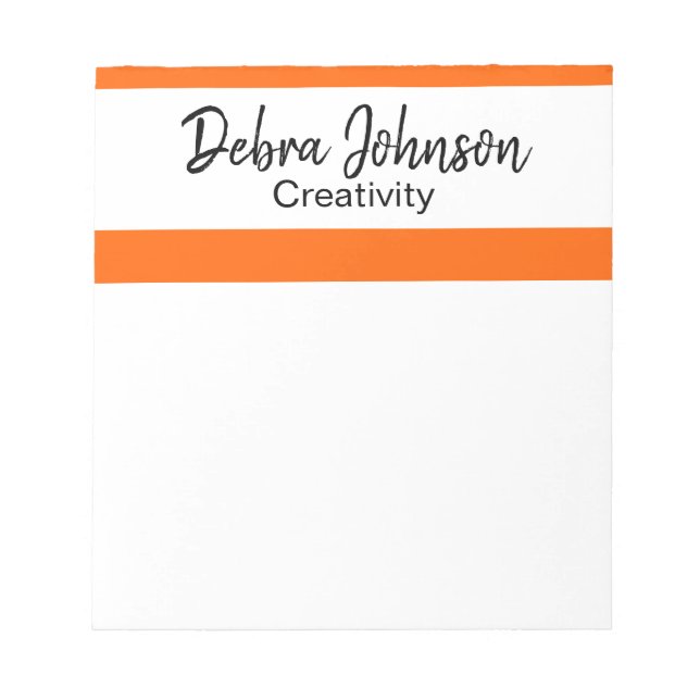 Debra Professional Classic Modern Orange Stripes Notepad (Front)