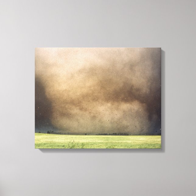 Debris flies just after this violent tornado destr canvas print (Front)