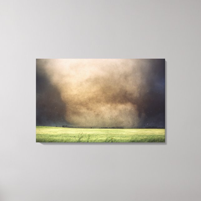 Debris flies just after this violent tornado destr canvas print (Front)
