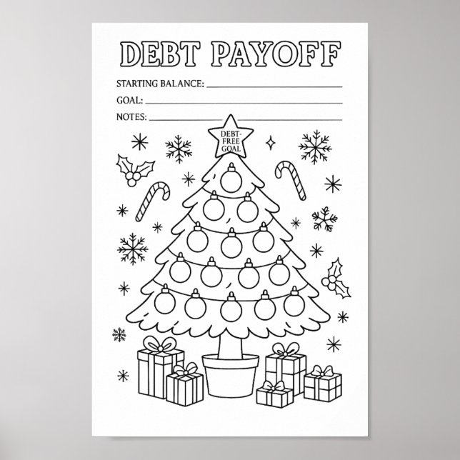 Debt Christmas Tree Ornament Payoff Tracker  Poster (Front)
