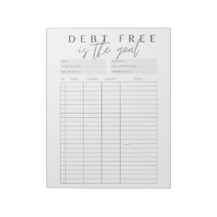 Debt Free is The Goal   Debt Snowball Tracker Gift Notepad