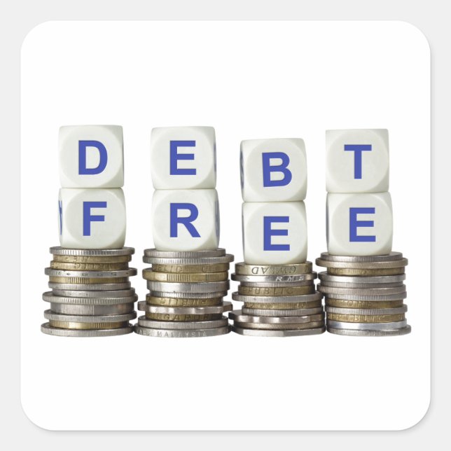 Debt Free Square Sticker (Front)