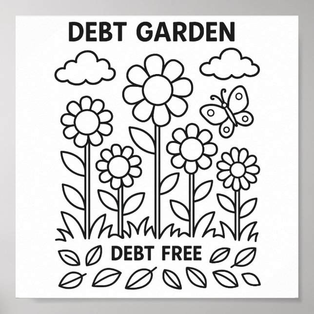 Debt Garden Payoff Tracker Colouring Sheet  Poster (Front)
