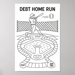 Debt Home Run Payoff Tracker Game Baseball Theme Poster