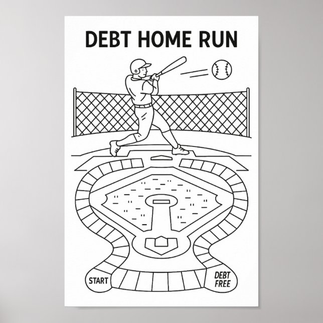 Debt Home Run Payoff Tracker Game Baseball Theme Poster (Front)