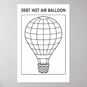 Debt Hot Air Balloon Payoff Tracker Colouring Shee Poster