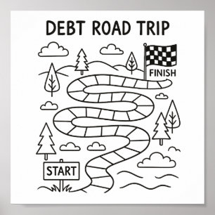 Debt Road Trip Payoff Tracker Coloring Sheet  Poster