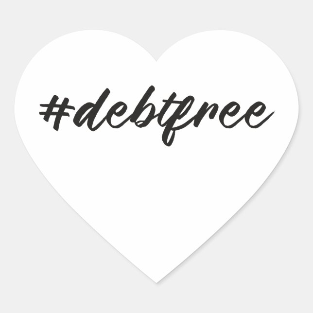 #debtfree (Hashtag Debt Free) Brush Pen Heart Sticker (Front)