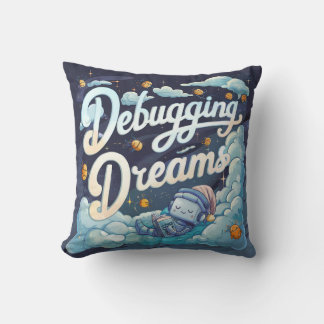 Debugging Dreams: A Coder's Night Throw Pillow
