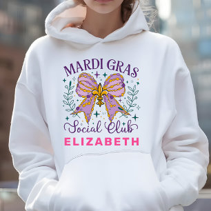 Dec Fleur De Lis Mardi Gras Bow Cute White Hoodie