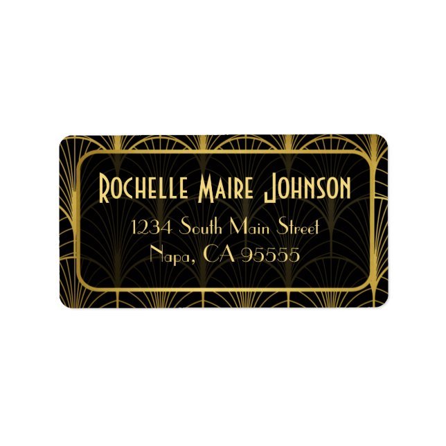 Decadence Golden Art Deco Address Labels (Front)