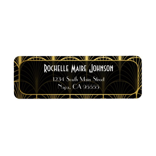 Decadence Golden Art Deco Return Address Labels (Front)