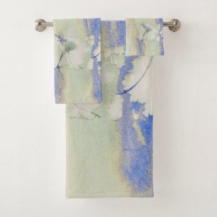 Decadence Watercolor In Pale Green And Blue Bath Towel Set