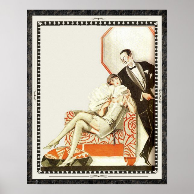 Decadent 1920s Art Deco Avant Garde Couple Poster (Front)