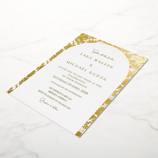 Decadent Arch Gold Foiled Wedding Invitation (Rotated)