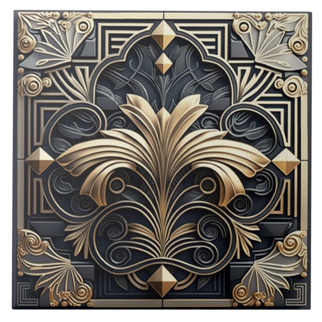 Decadent Art Deco Ceramic Tile Set (Front)