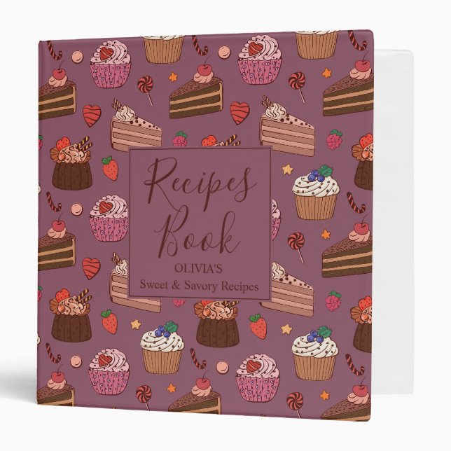 Decadent Cake Slices & Sweet Bakery Pattern Binder (Front/Inside)