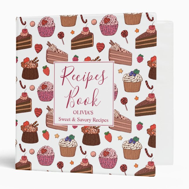 Decadent Cake Slices & Sweet Bakery Pattern Binder (Front/Inside)