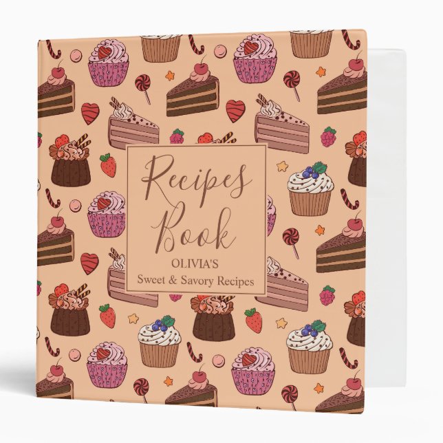 Decadent Cake Slices & Sweet Bakery Pattern Binder (Front/Inside)
