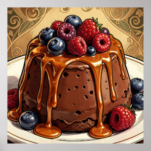 Decadent Chocolate Caramel Berry Cake Poster