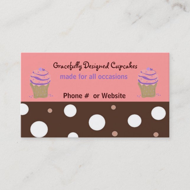 Decadent Cupcakes Business Card (Front)