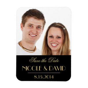 Decadent Deco elegant black wedding save the date Magnet