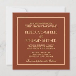 Decadent Deco elegant chic formal red wedding Invitation