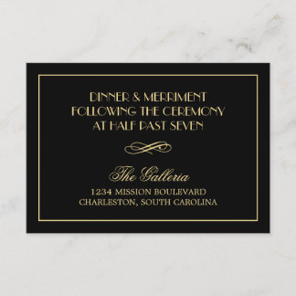 Decadent Deco elegant chic wedding reception info Enclosure Card