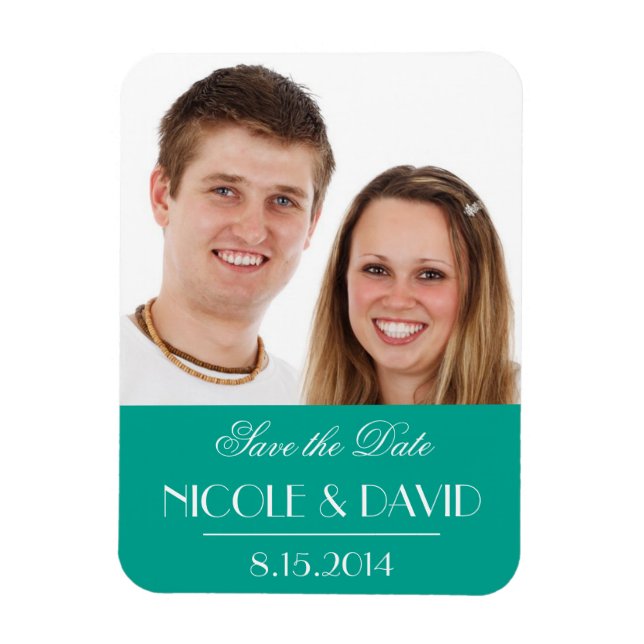 Decadent Deco elegant teal wedding save the date Magnet (Vertical)