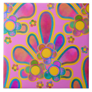 Decadent Guilded Retro Watercolor Ploomf at Sunset Tile