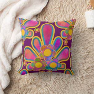 Decadent Guilded Retro Watercolor Ploomf Throw Pillow