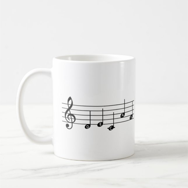 Decaf "DECAF" Music Note Coffee Mug Piano Enseigna (Gauche)