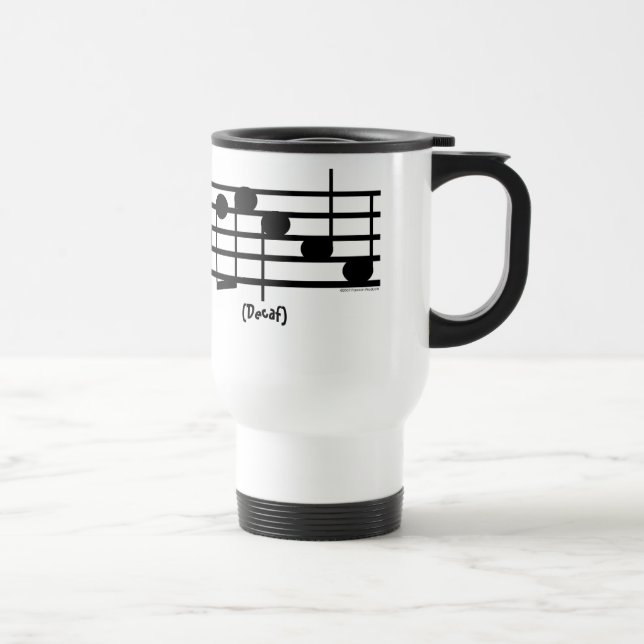 "Decaf" Treble Clef Coffee/Tea Container Travel Mug (Right)