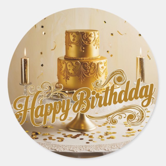 Decal Stickers of Happy Birthday Metallic Gold (Front)
