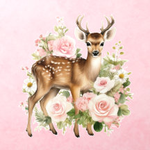 Floral Deer Wall Decal – Woodland Nursery Sticker