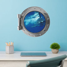 Hublot - Autocollant mural de grand requin blanc