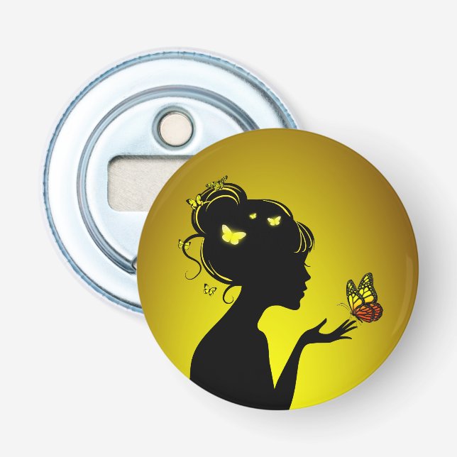 Decapsual The Yellow Butterfly Woman Bottle Opener (Front)