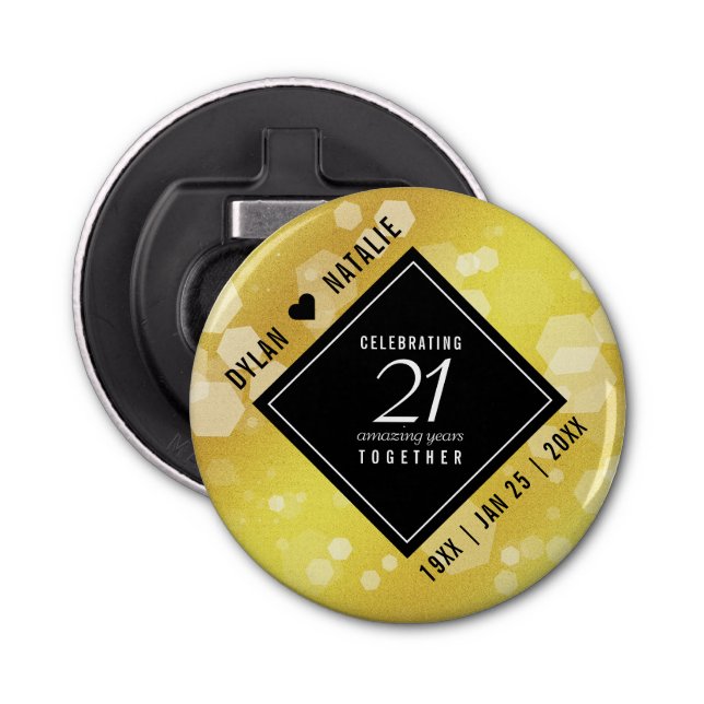 Décapsuleur 21ème anniversaire de Mariage en laiton (Devant)